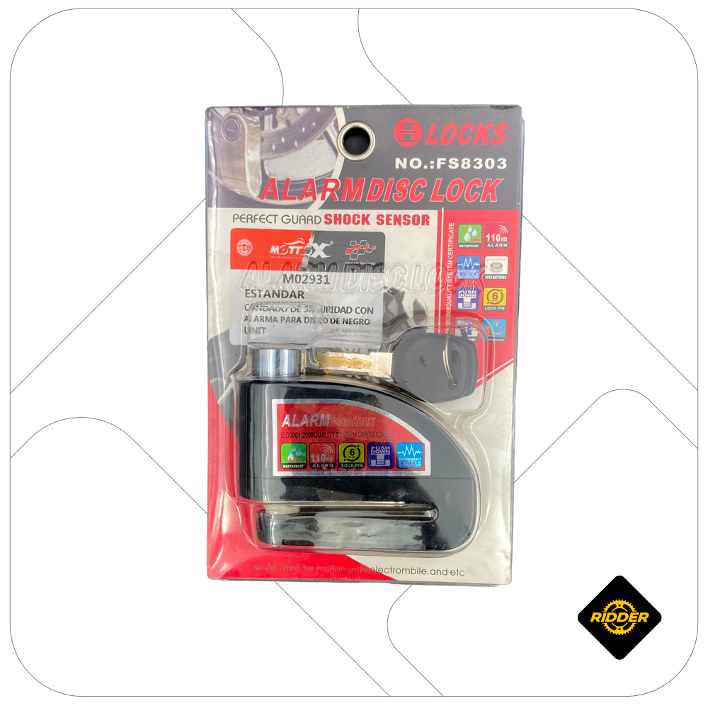 CANDADO PARA DISCO DE FRENO CON ALARMA NEGRA 