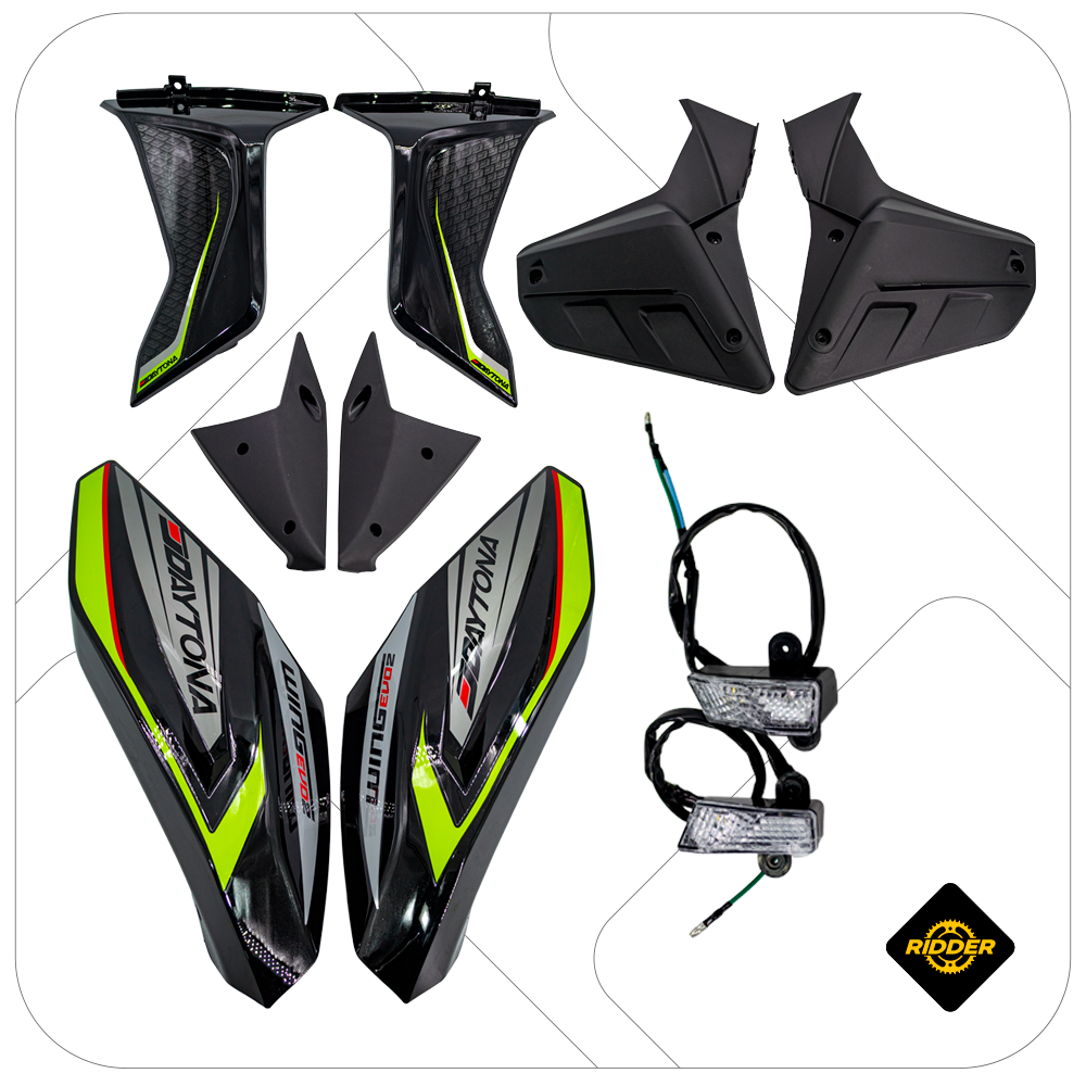 TAPAS LATERAL DE TANQUE KIT WIND EVO2(18-22)/VENOM/GP200 NEGRO/VERDE