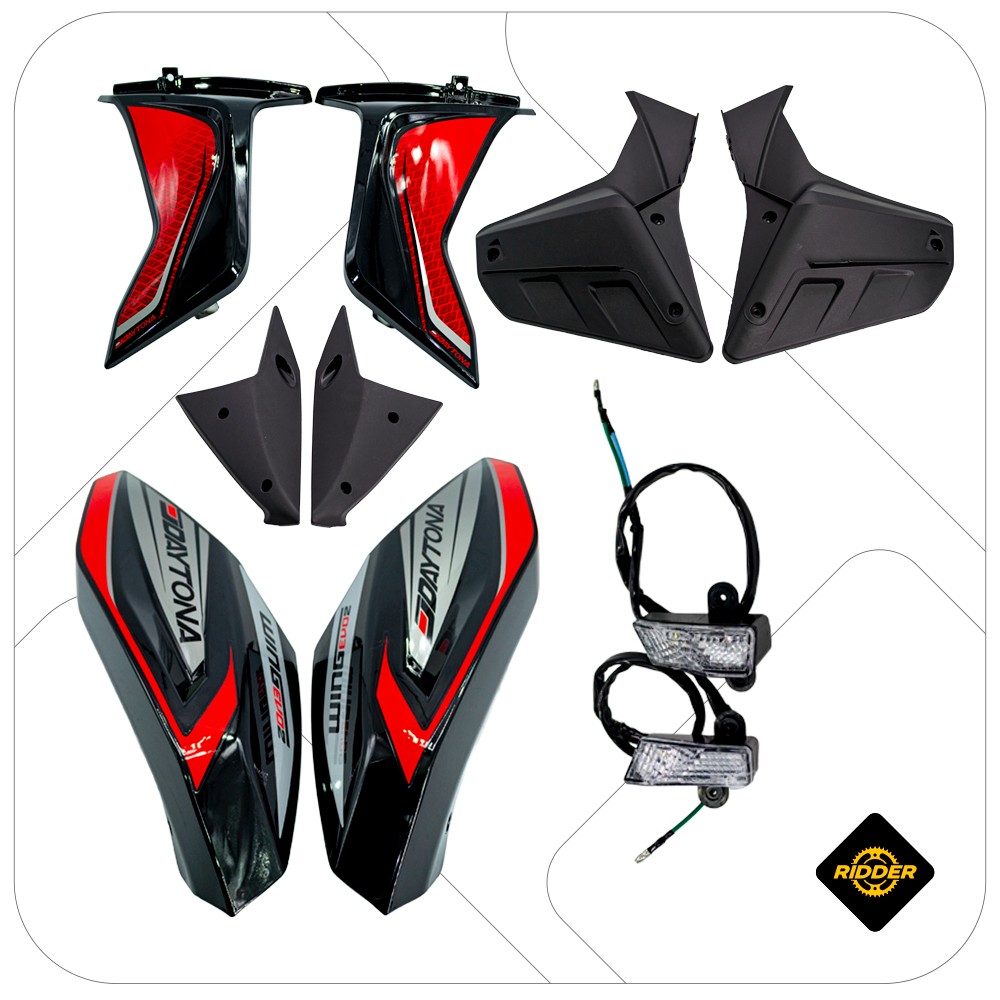TAPAS LATERAL DE TANQUE KIT WIND EVO2(18-22)/VENOM/GP200 NEGRO/ROJO