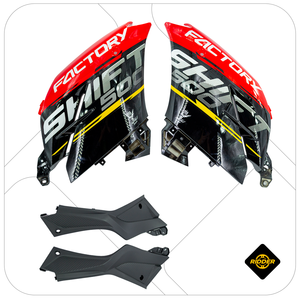 TAPAS LATERAL DE TANQUE KIT SHIFT500 NEGRO/ROJO G03